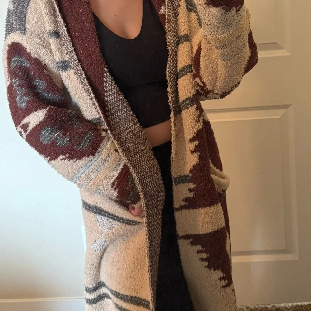 Cozy Patterned Open-Front Sweater - Picture 1 of 2